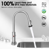 ZNTS Touchless Kitchen Faucet-Smart Kitchen Sink Faucet sensor, 4Mode Pull Down Kitchen Sprayer, W108366782