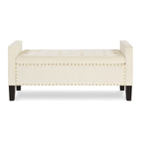 ZNTS Upholstered Tufted Button Storage Bench with nails trim,Entryway Living Room Soft Padded Seat with W2186139089