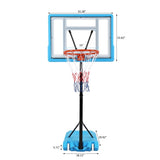 ZNTS PVC Transparent Board Basket Frame Adjustable 115-135cm Poolside Basketball Hoop Blue 06950291