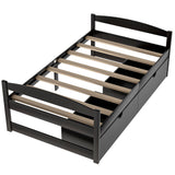 ZNTS Twin size platform bed, with two drawers, espresso WF195910AAP