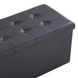 ZNTS FCH 76*38*38cm Glossy Pull Point PVC MDF Foldable Storage Footstool Black 91658138
