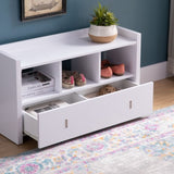 ZNTS White Entryway Shoe Bench, Three Shelves Organizer with Storage Drawer B107131297