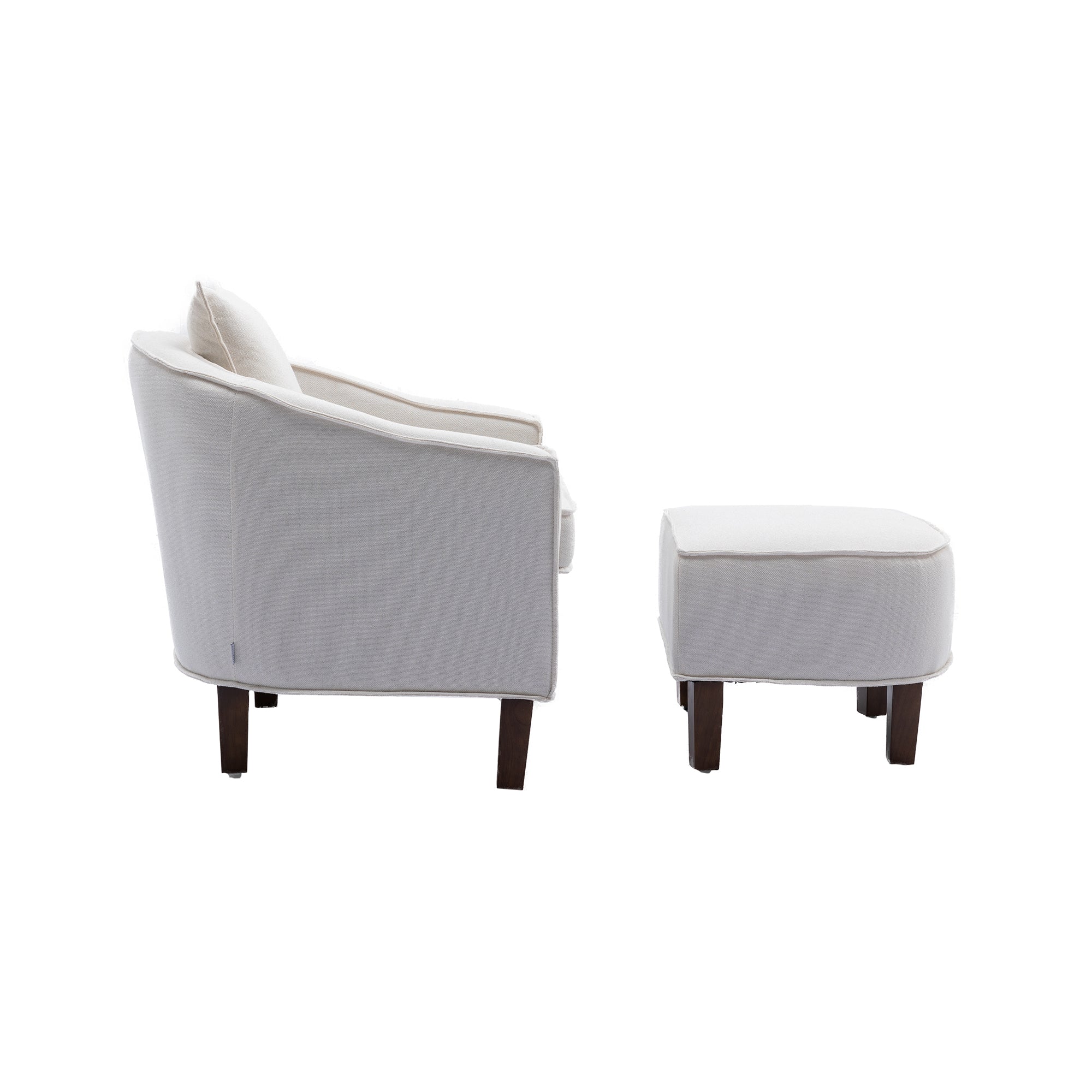 ZNTS COOLMORE Accent with Ottoman, Mid Century Modern Barrel Upholstered Club Tub Round Arms W153990739