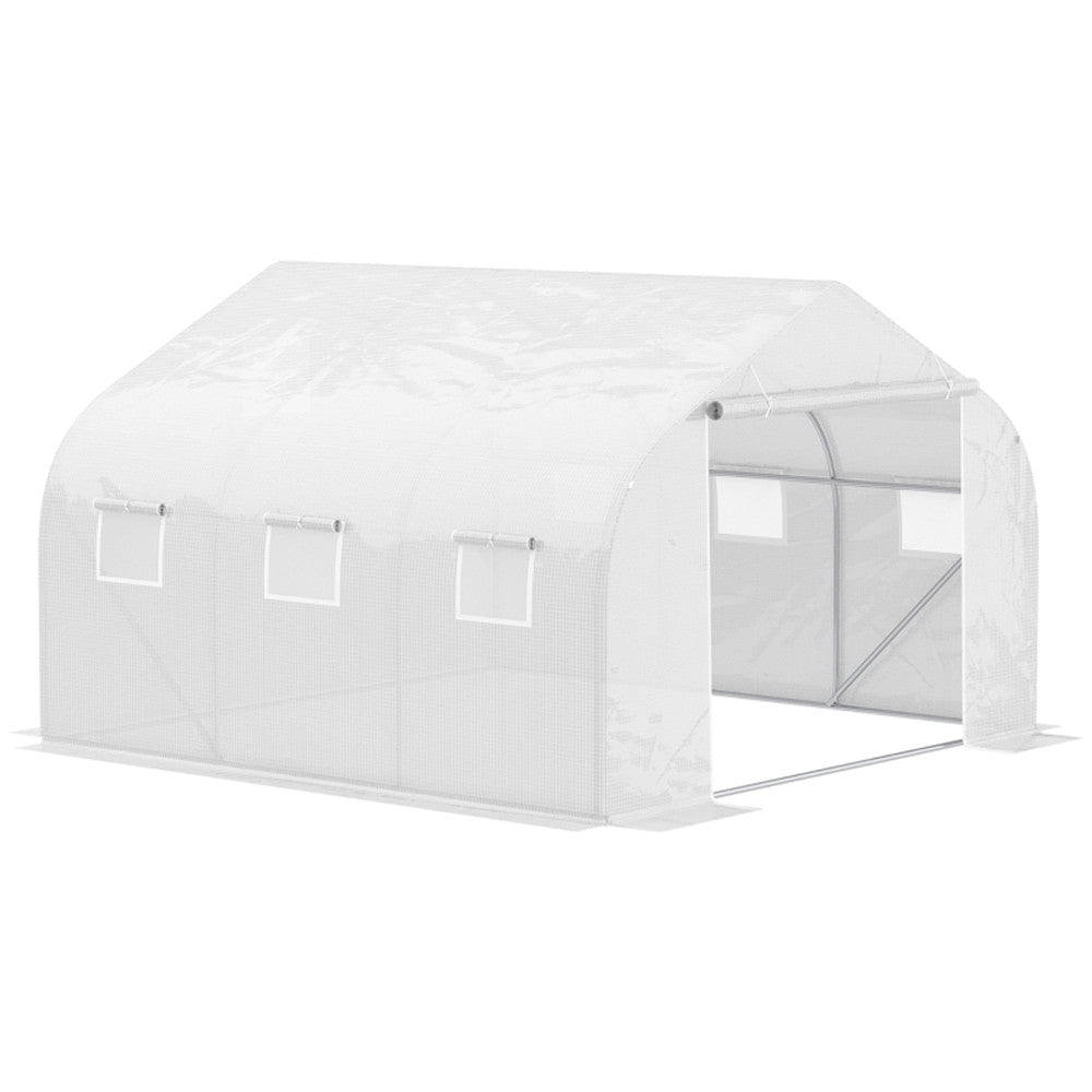 ZNTS Outdoor Walk-In Tunnel Greenhouse Hot House with Roll-up Windows, Zippered Door, PE Cover 11.5' x 69849506