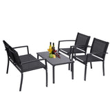 ZNTS 4 Pieces Patio Furniture Set Outdoor Garden Patio Conversation Sets Poolside Lawn Chairs with Glass 65250522