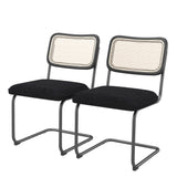 ZNTS Set of 2, Teddy Velvet Dining Chair with High-Density Sponge, Rattan Chair for Dining Living W24181781