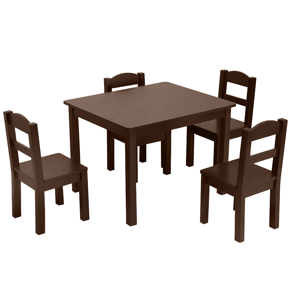 ZNTS Kids Wood Table & 4 Chairs Set Espresso 84124467