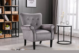 ZNTS Stylish Living Room Furniture 1pc Accent Chair Grey Button-Tufted Back Rolled-Arms Black Legs Modern B01167615