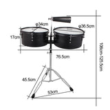 ZNTS Percussion 13" & 14" Timbales Drum Set with Stand and Cowbell Black 80488868