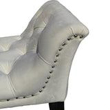 ZNTS Armrest Button-Tufted Ottoman Bench, Upholstered Footrest Stool Rectangular Beige Velvet fabric W2082130350