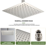ZNTS 16 Inch Square Rain Shower Head Brushed Nickel 304 Stainless Steel Showerhead W928114917
