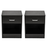 ZNTS 2pcs Night Stands with Drawer Black 86779372