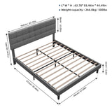 ZNTS Queen Size Upholstered Platform Bed Linen Bed Frame with Lights Square Stitched Adjustable Headboard W69167512
