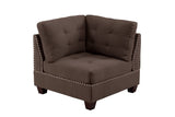 ZNTS Living Room Furniture Tufted Corner Black Coffee Linen Like Fabric 1pc Cushion Nail heads B011104196