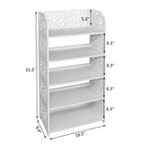 ZNTS Wood-plastic Board Five Tiers Carved Shoe Rack White A 52666556