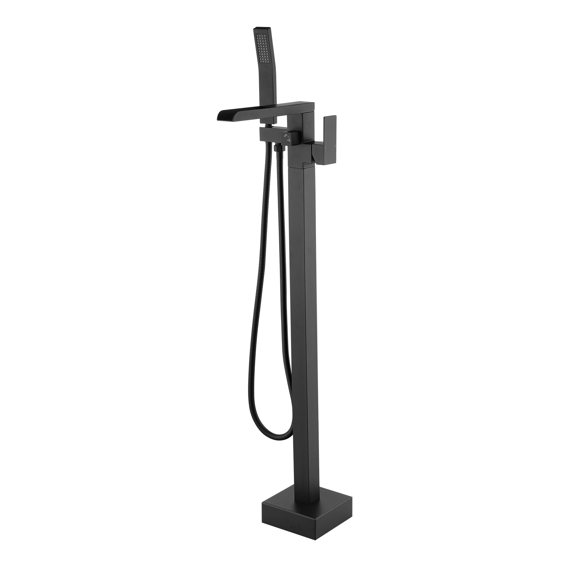 ZNTS Waterfall Freestanding Single Handle Floor Mounted Clawfoot Tub Faucet with Handshower NK0862
