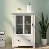 ZNTS Buffet storage cabinet with single glass doors and unique bell handle W28227727