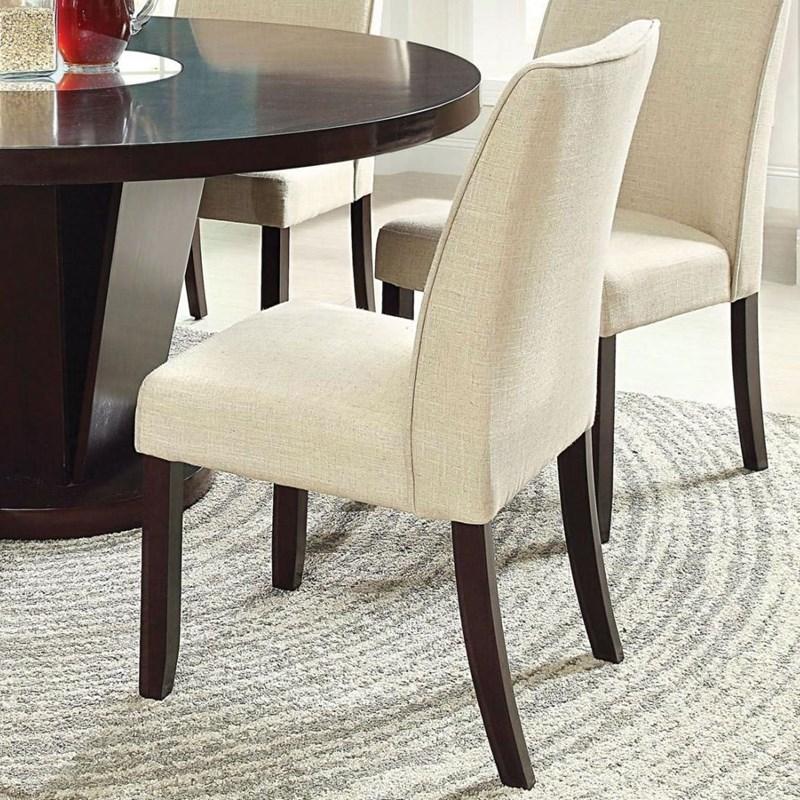 ZNTS Classic Contemporary Ivory Fabric Set of 2 Chairs Only Kitchen Dining Room Furniture Espresso Solid B01158420