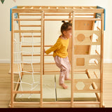 ZNTS Wooden Indoor Kids Playground Jungle Gym with Slide, Toddlers Climber 8-in-1 Slide Playset, WF297448AAK