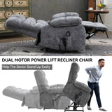 ZNTS Lift Recliner Chair Heat Massage Dual Motor Infinite Position Up to 350 LBS Large Electric Power W1803P151610