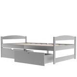 ZNTS Twin size platform bed, with two drawers, gray WF195910AAE