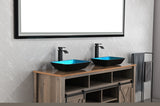 ZNTS 18.125" L -13.0" W -4 1/8" H Handmade Countertop Glass Rectangular Vessel Bathroom Sink Set in W92851589