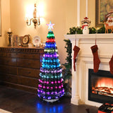 ZNTS 5 ft Pre-lit Artificial Christmas Tree with lighted star finial & 205 pcs RGB fairy LED lights to 74968038