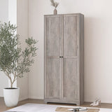 ZNTS Particleboard veneer, retro gray, 2-door, 4-shelf wooden wardrobe 02949758