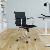 ZNTS Techni Mobili Modern Medium Back Executive Office Chair, Black RTA-4602-BK