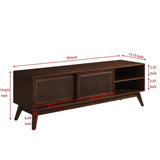 ZNTS 59 Inch Mid Century Modern Rattan TV Stand for 65 Inch TV, Entertainment Cabinet, Media Console for W1801115776