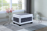 ZNTS 19" Tall Bonded Leather Storage Ottoman w/ 2 Seating, Old-World Blue and White B072116469