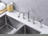 ZNTS Bridge Dual Handles Kitchen Faucet With Pull-Out Side Spray in W92864164