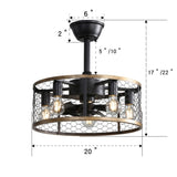 ZNTS 20 Inch Industrial Caged Ceiling Fan With 7-ABS Blades Remote Control, Small Ceiling Fan Reversible W882P144364