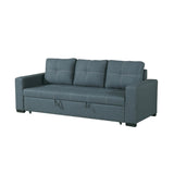 ZNTS 3 Seats Polyfiber Convertible Sleeper Sofa, Blue Grey B01682375