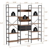 ZNTS Triple Wide 5 Tier Bookshelf,Tall Bookcase with 14 Open Display Shelves 56408178
