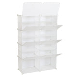 ZNTS 7-Tier Portable 28 Pair Shoe Rack Organizer 14 Grids Tower Shelf Storage Cabinet Stand Expandable 41413335