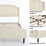 ZNTS Queen Size Upholstered Platform Bed with Headboard and Footboard,No Box Spring Needed, Velvet WF305781AAA