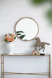 ZNTS 28" Round Wood Mirror, Wall Mounted Mirror Home Decor for Bathroom Living Room W2078124099