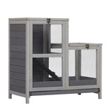 ZNTS Tier Wood Hamster Cage, Pet Habitat with Run, Pull-Out Tray, Ramp, Hutch for Small Animals Guinea W2181P152974