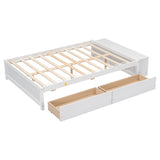 ZNTS Full Size Bed with Storage Case, 2 Storage drawers, Lengthwise Support Slat,White W504102754