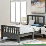 ZNTS Wood Platform Bed with Headboard and Footboard, Twin WF192972AAE