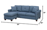 ZNTS Blue Color Glossy Polyfiber Tufted Cushion Couch Sectional Sofa Chaise Living Room Furniture B01149070