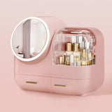 ZNTS Joybos® Makeup Storage Organizer Box with Led Lighted Mirror Pink 16730165