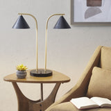 ZNTS 2-Light Metal Table Lamp with Chimney Shades B03596584