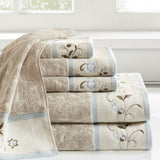 ZNTS Embroidered Cotton Jacquard 6 Piece Towel Set B03598766