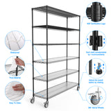 ZNTS 6 Tier Wire Shelving Unit, 6000 LBS NSF Height Adjustable Metal Garage Storage Shelves with Wheels, W1550119257