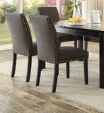ZNTS Dining Room Chairs Ash Black Polyfiber Nail heads Parson Style Set of 2 Side Chairs Dining Room B01153265