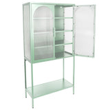 ZNTS Elegant Floor Cabinet with 2 Glass Arched Doors Living Room Display Cabinet with Adjustable Shelves W1673127683