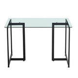 ZNTS 47'' Iron Dining Table with Tempered Glass Top, Clear & Black W131472868