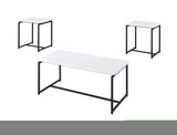 ZNTS GT 3 Piece White Carbon Fiber Wrap Coffee Table and End Table Set B061103289
